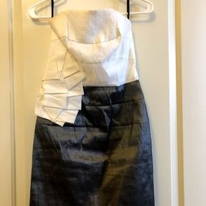 Cream and dark gray homecoming/prom dress